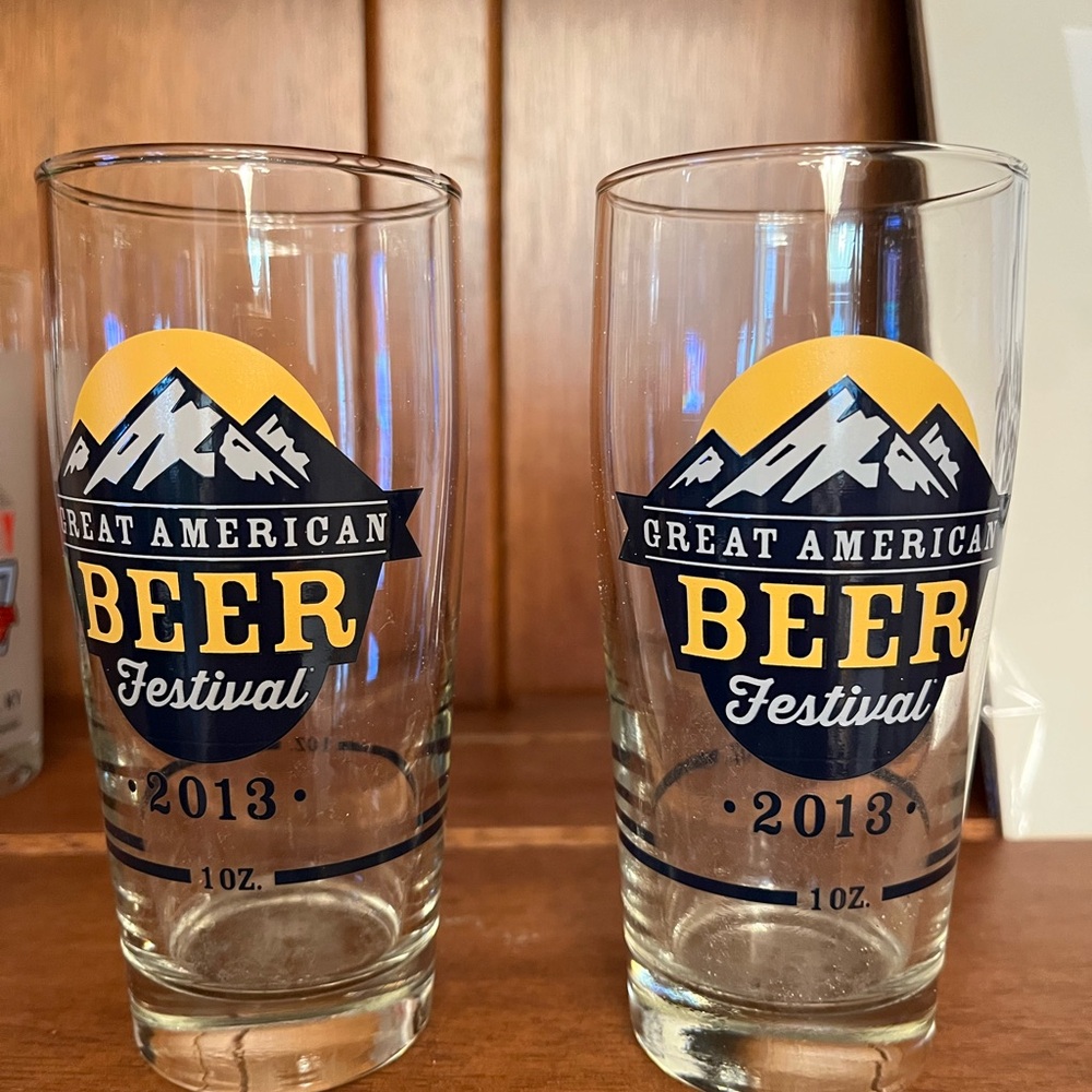 Collectible Great American Beer Festival Glasses - Yellow and Blue